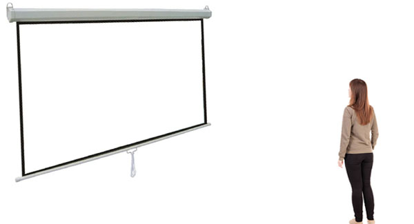 Layar Proyektor Besar Jenis Manual Pull Down dengan Ukuran 100 Inci