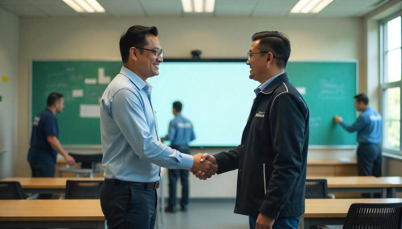 Saling Setuju dengan Harga Smart Classroom yang Ditawarkan oleh Indovisual dalam Menginstalasi Perangkat