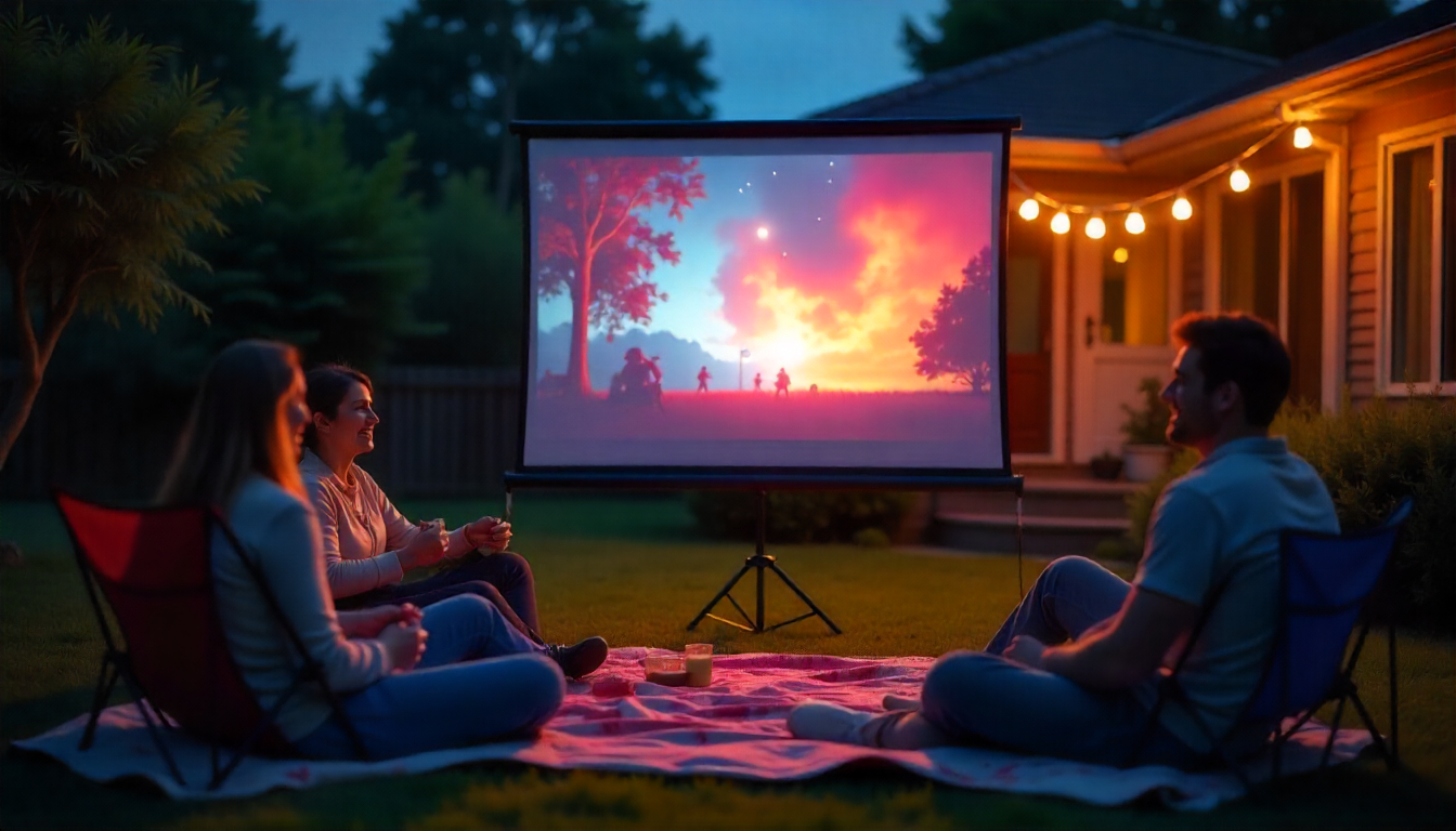 Layar Proyektor Portable untuk Kebutuhan di Outdoor dengan Tripod Foldable Frame