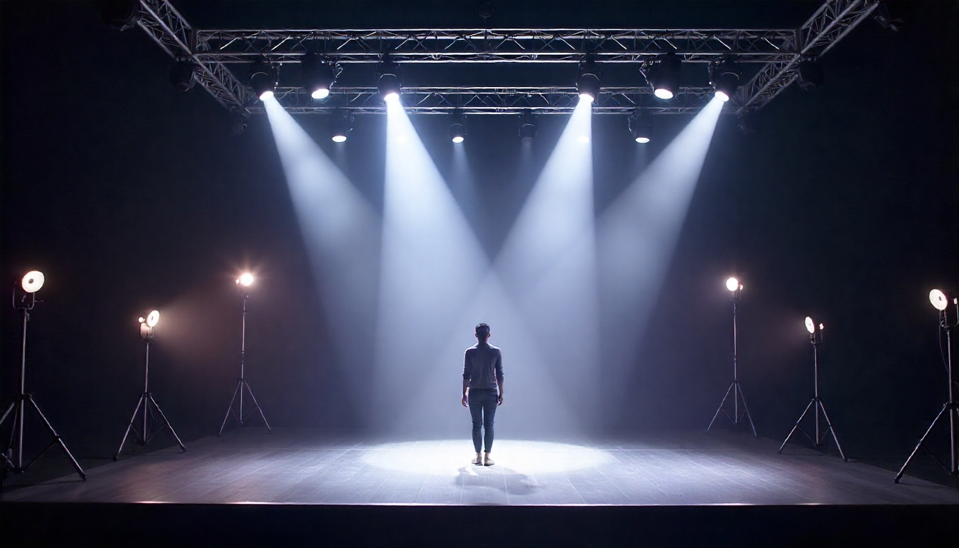 Penggunaan Lampu Sorot LED dengan Sensor Gerak di Sebuah Panggung Wedding Outdoor