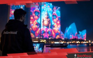 Proses Pengaplikasian dan Kontrolling Video Mapping Laser di Bangunan Pencakar Langit oleh Team Indovisual