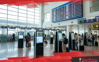 Berbagai Jenis Layar Informasi Penerbangan di Bandara Internasional Seperti KIOSK dan Videotron Indoor