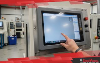 24 Inch Industrial Touch Screen Monitor Terinstalasi pada Sebuah Area Produksi di Pabrik dengan Suhu yang Cukup Tinggi