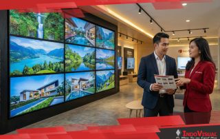 Harga Video Wall 55 Inch sedang Dinegosiasikan antara Sales Indovisual dengan Seorang Pembeli yang Merupakan Perwakilan dari Kementerian