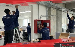 Pengerjaan Instalasi Sistem Deteksi dan Alarm Kebakaran pada Sebuah Gedung Perkantoran oleh Team Indovisual