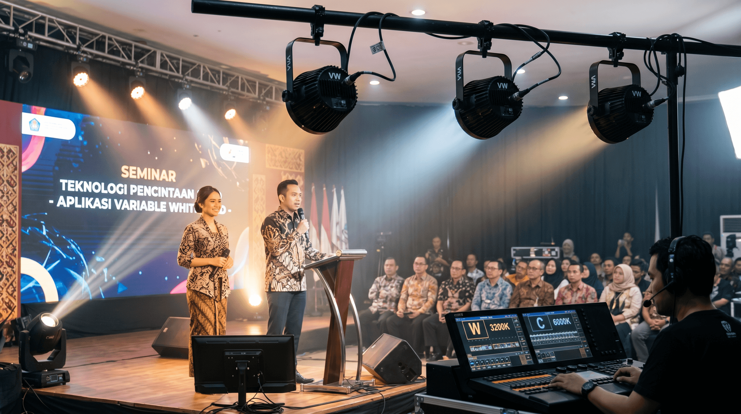 Penerapan Variable White (Bi-Color  2in1) pada Lampu Sorot Panggung Putih