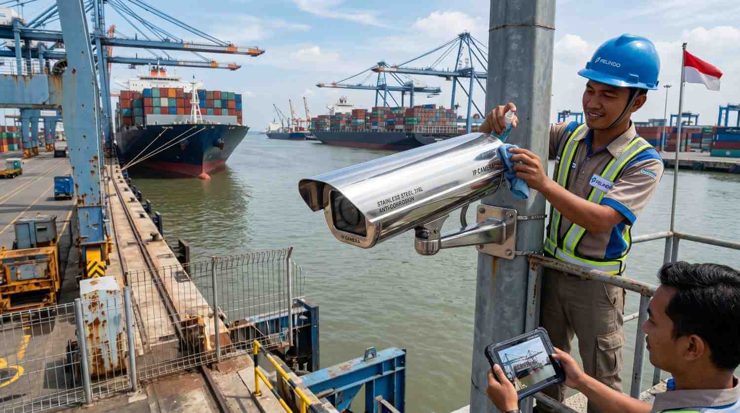 Stainless Steel Anti-Corrosion Camera dari Indovisual Hadir sebagai Kamera Anti-Karat yang Dipasang di Area Industri yang Terletak di Pesisir