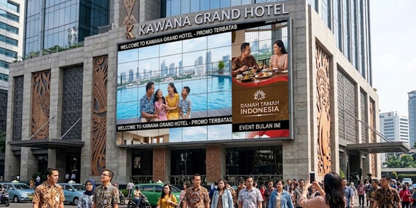Video Wall yang Ditempatkan di Fasad Hotel